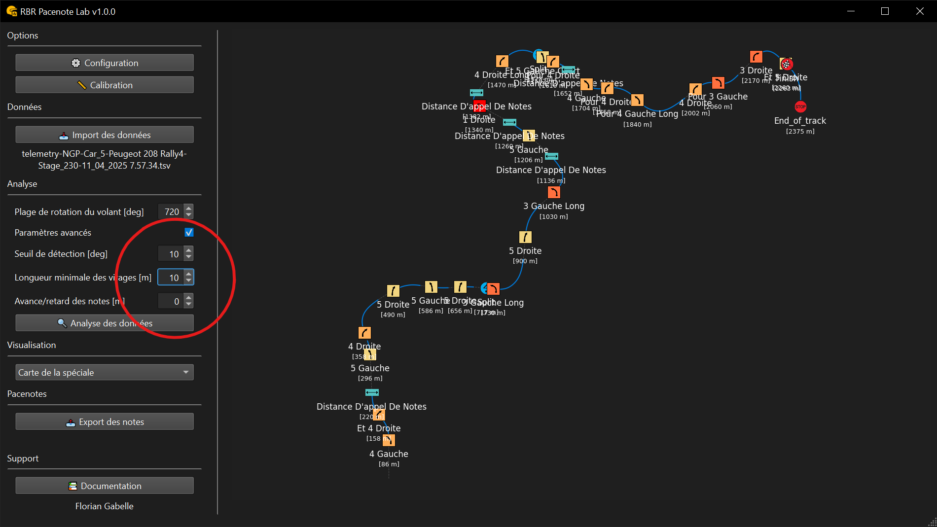 Longueur minimale des virages