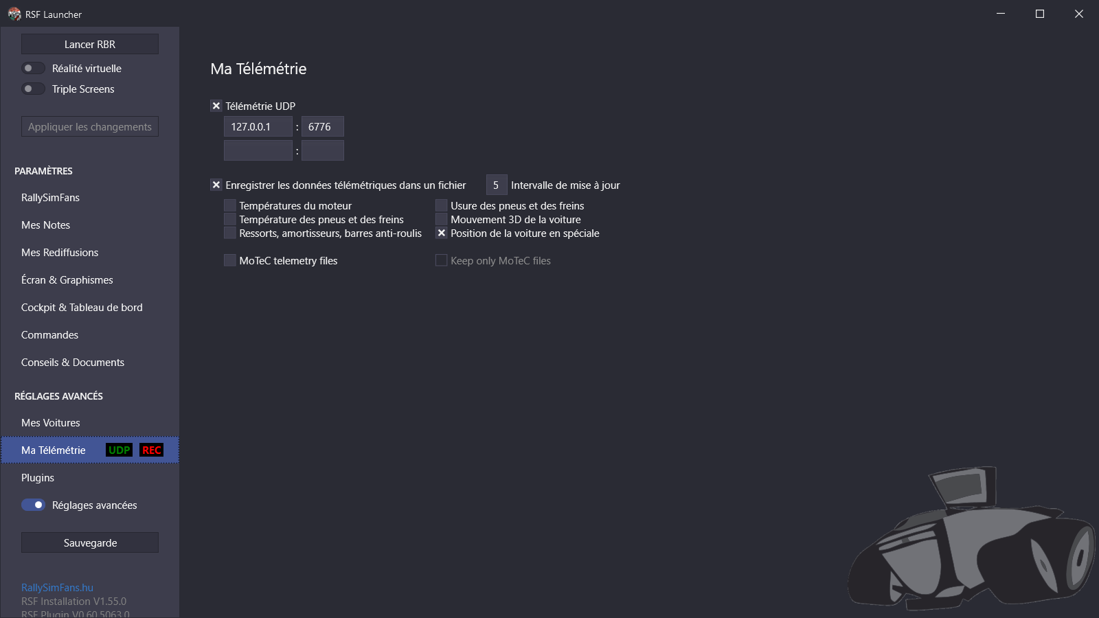 Configuration de la télémétrie RSF